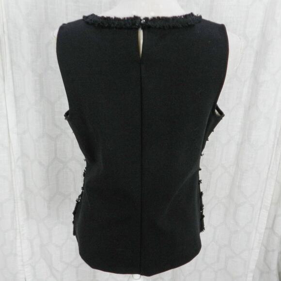 J. Crew Black Lace Tweed‎ Fringe Shell Sz M Womens - Picture 7 of 12